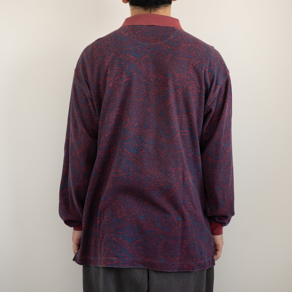 "Christian Dior" 90s Paisley Long-sleeve Polo Shirt