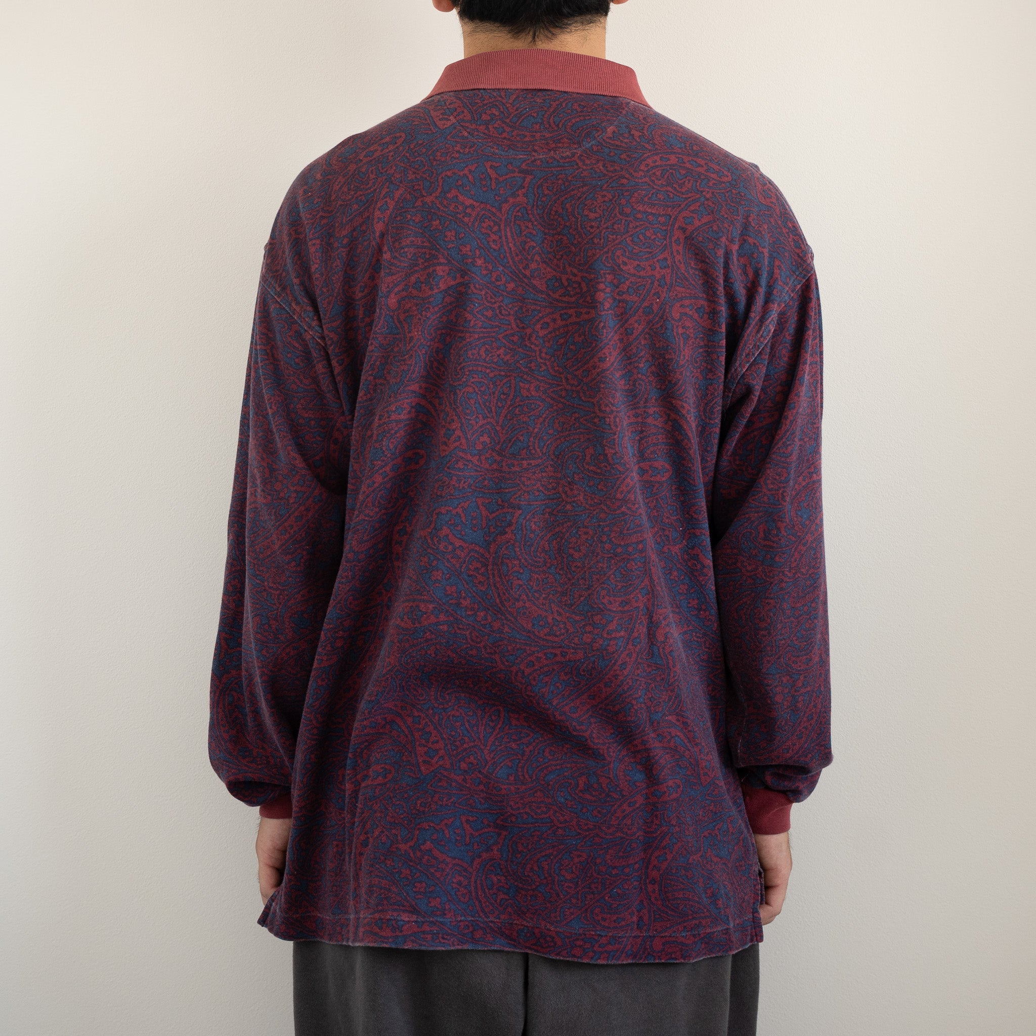 "Christian Dior" 90s Paisley Long-sleeve Polo Shirt