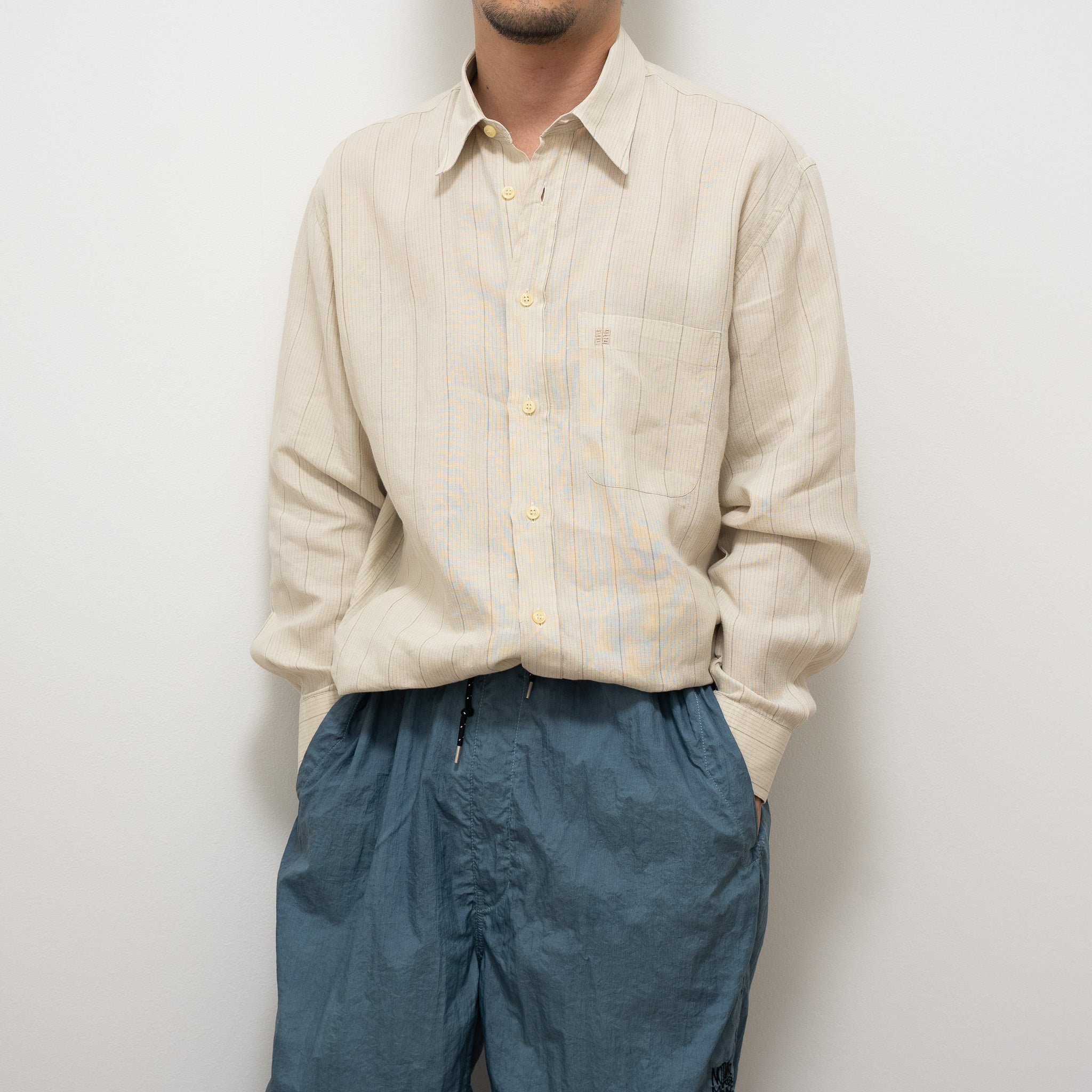 "GIVENCHY" Linen Stripe Long-sleeve Shirt