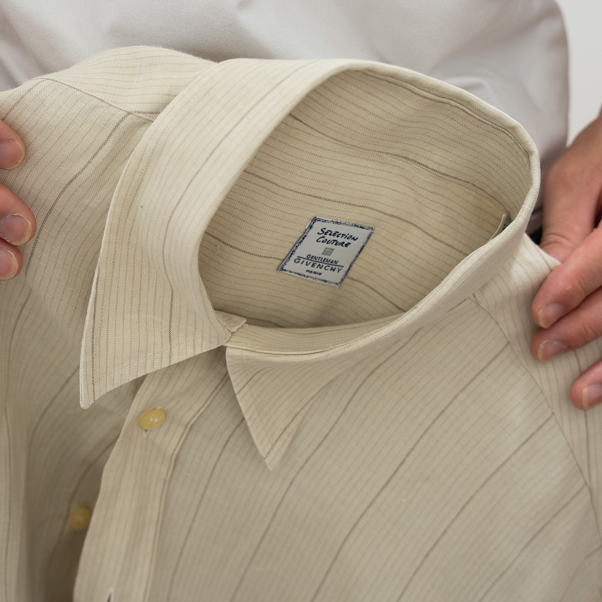 "GIVENCHY" Linen Stripe Long-sleeve Shirt