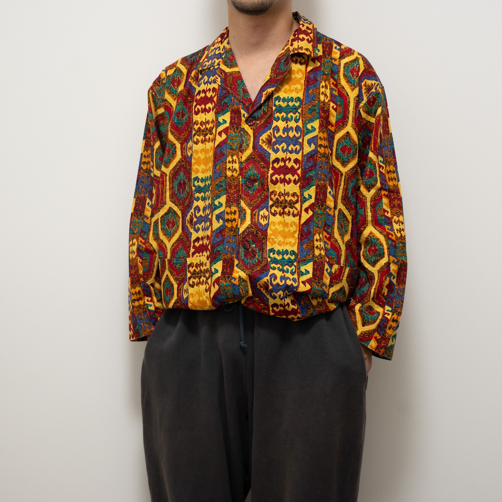 ”KENZO" 80~90s Ethnic Print Shirt
