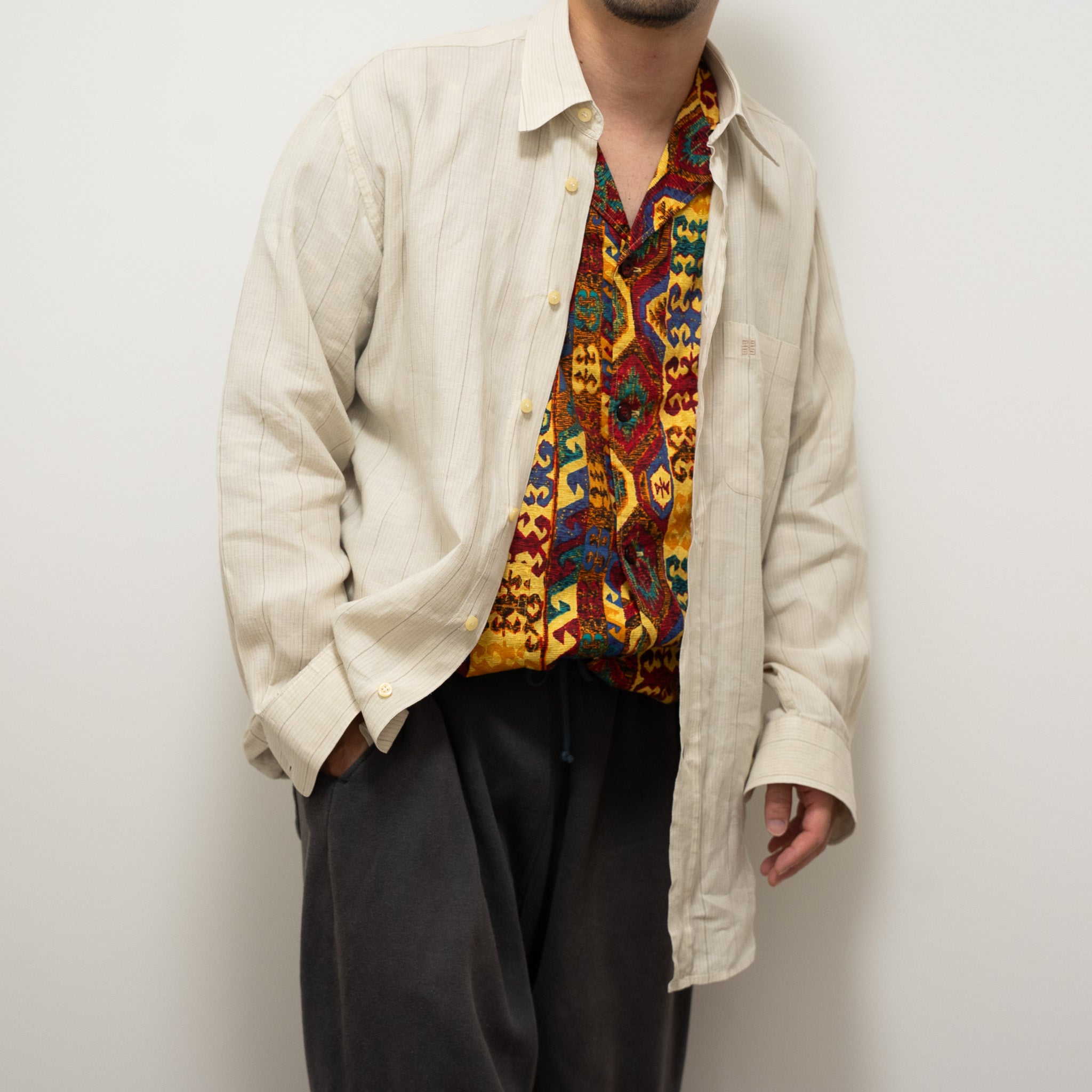 フランス製 90s archive KENZO 着物和風 キモノ トップス 36 Vintage Kenzo Striped Dress - Desert Vintage