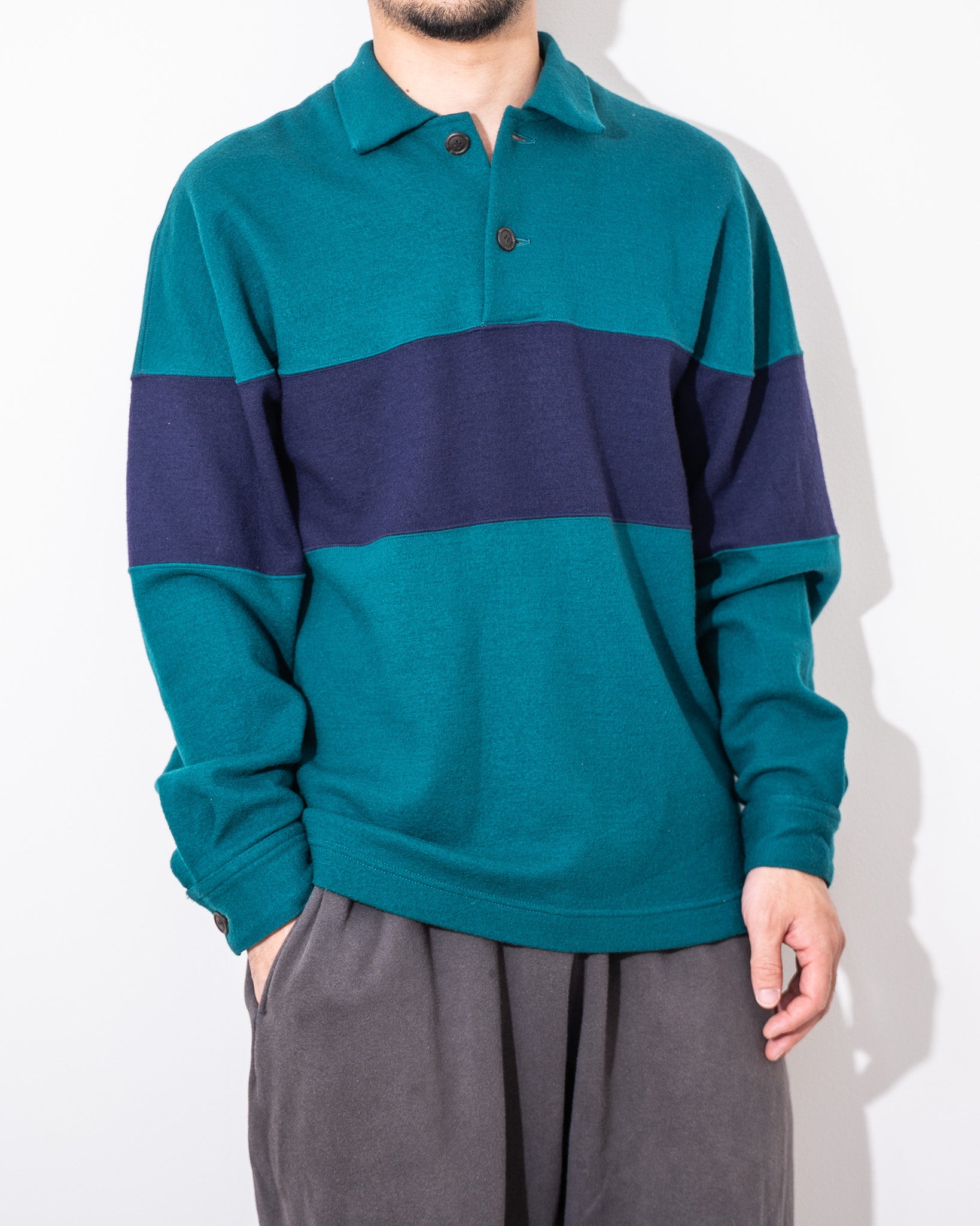 "ISSEY MIYAKE” 90'S bicolor Polo Shirt