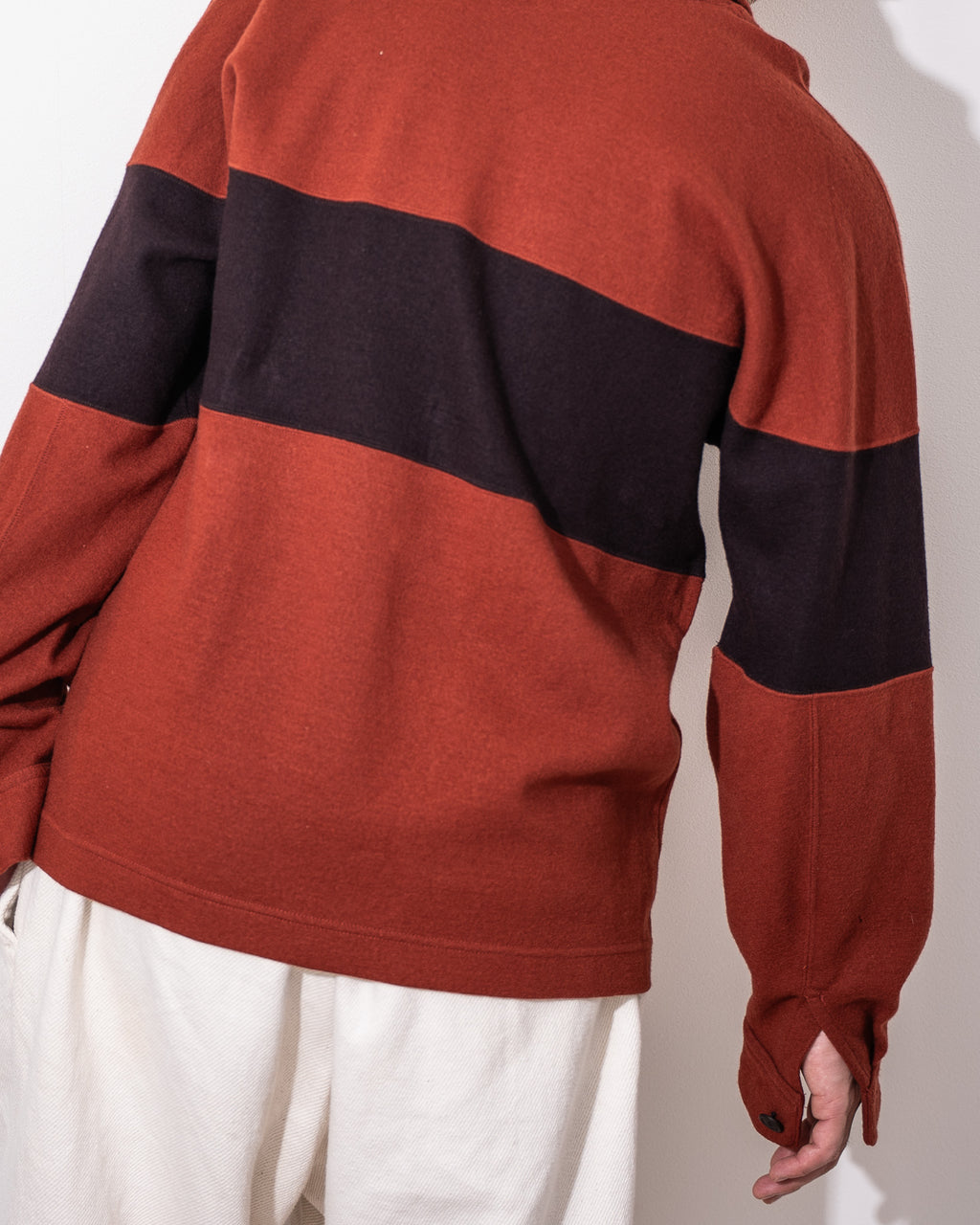 "ISSEY MIYAKE” 90'S bicolor Polo Shirt -reddish brown-