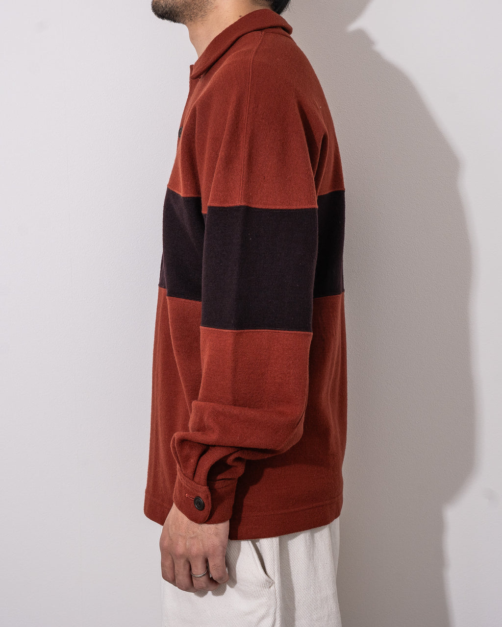 "ISSEY MIYAKE” 90'S bicolor Polo Shirt -reddish brown-