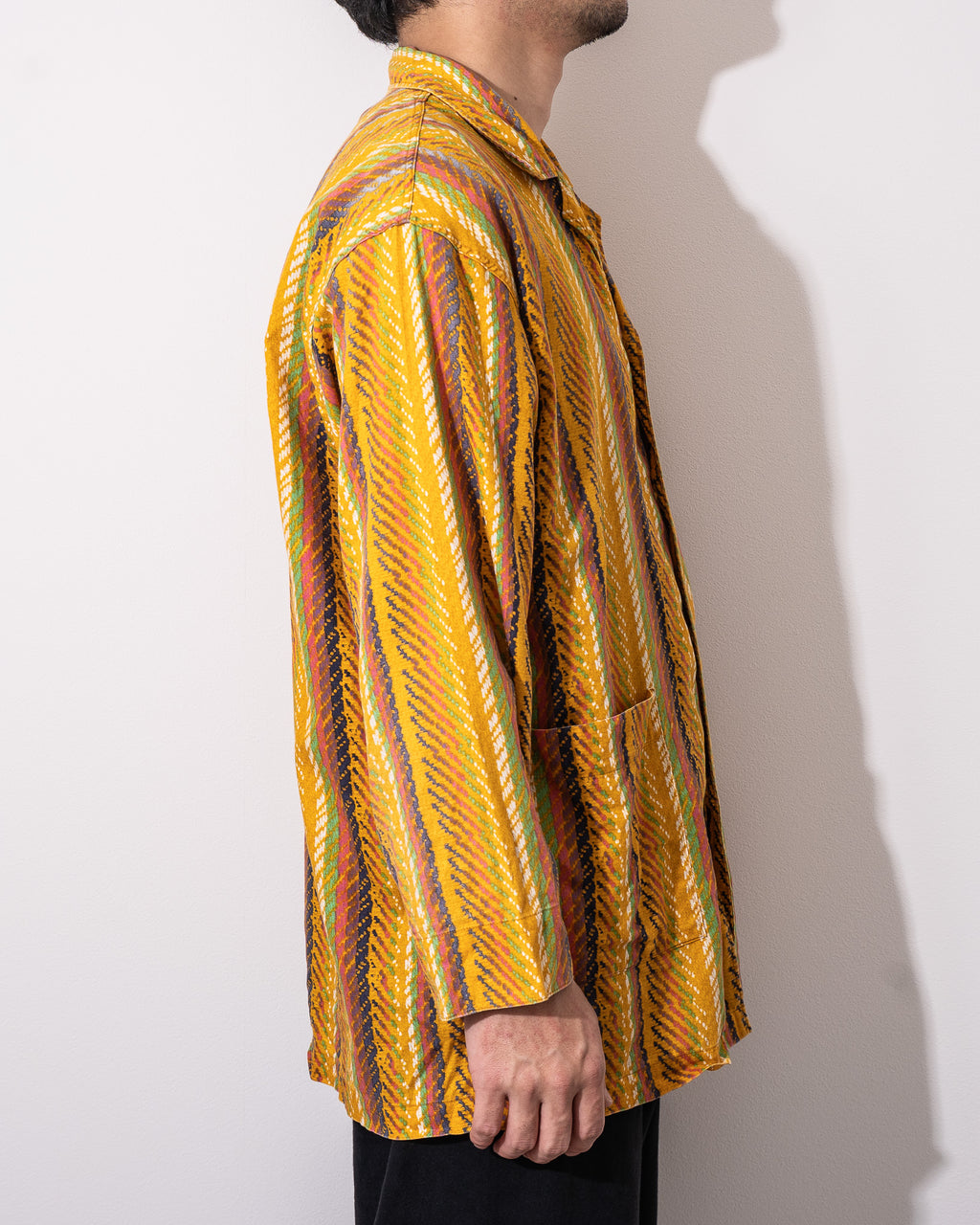 "KENZO" 80~90's ETHNIC PRINT OPEN COLLAR SHIRT