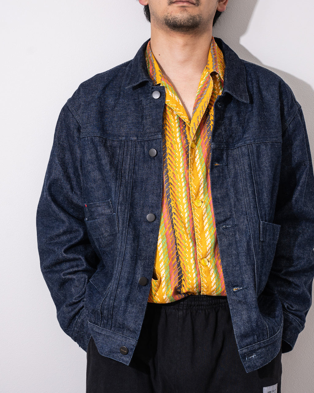 "KENZO" 80~90's ETHNIC PRINT OPEN COLLAR SHIRT