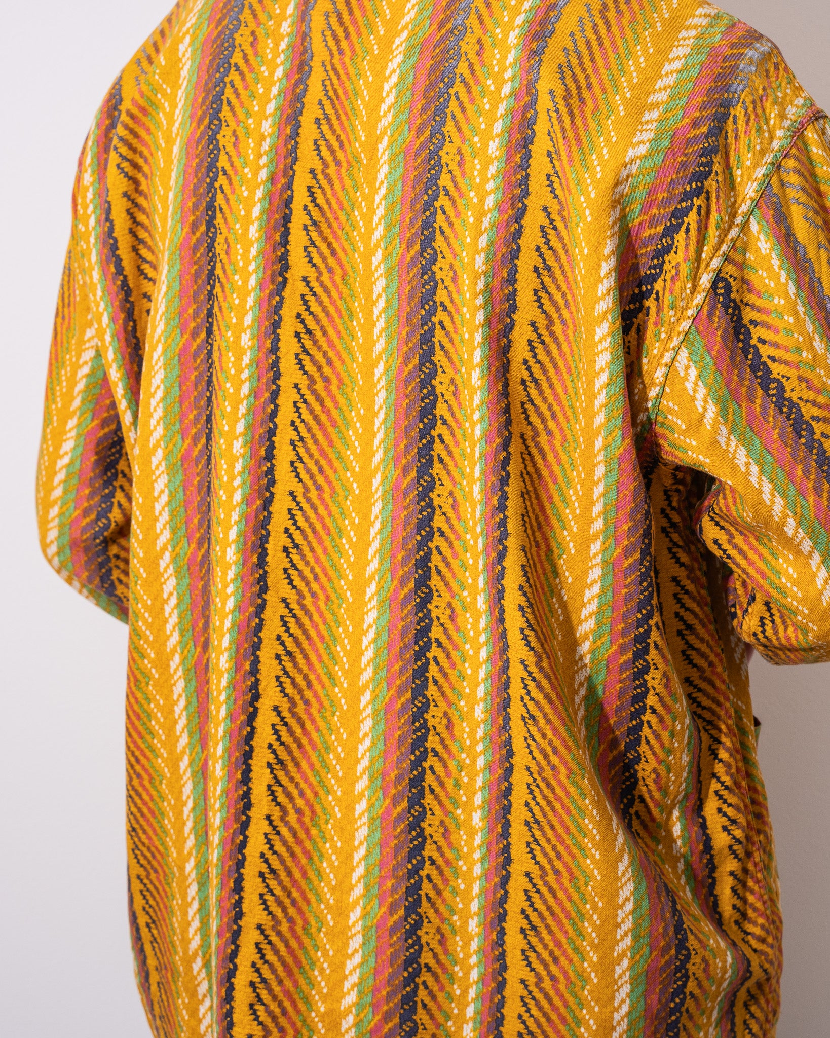 "KENZO" 80~90's ETHNIC PRINT OPEN COLLAR SHIRT