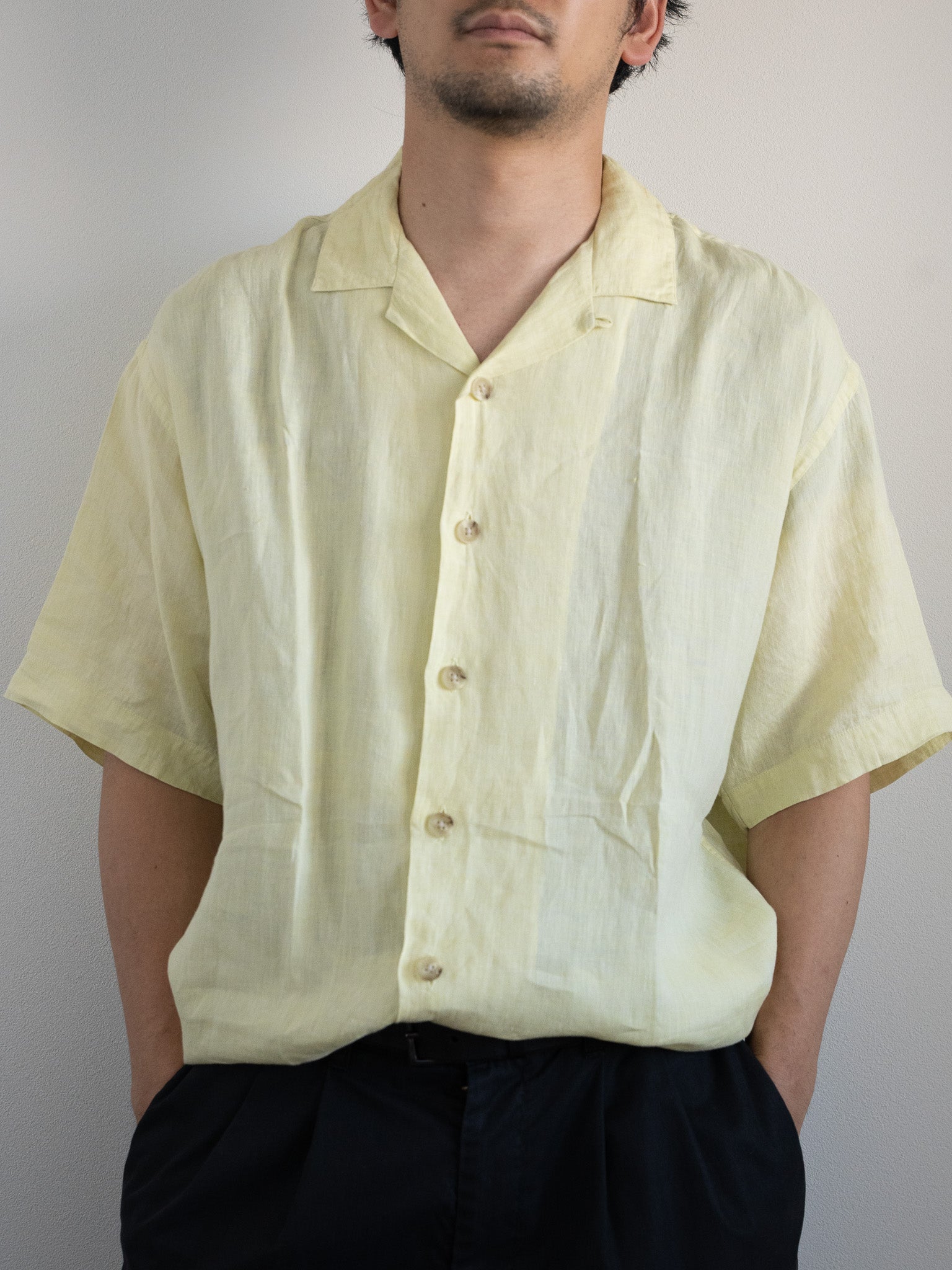 "KENZO" 1990s Open Collar Linen Short-sleeve Shirt
