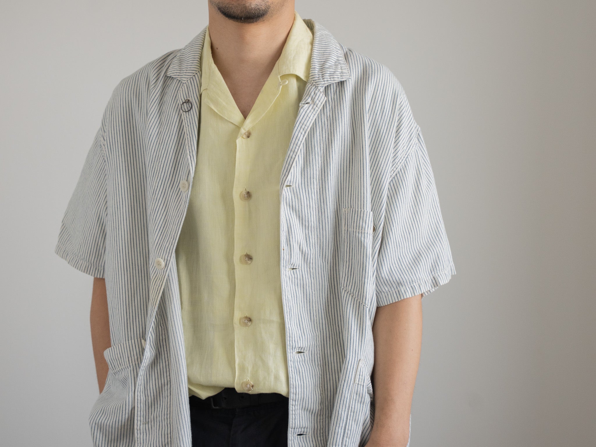 "KENZO" 1990s Open Collar Linen Short-sleeve Shirt