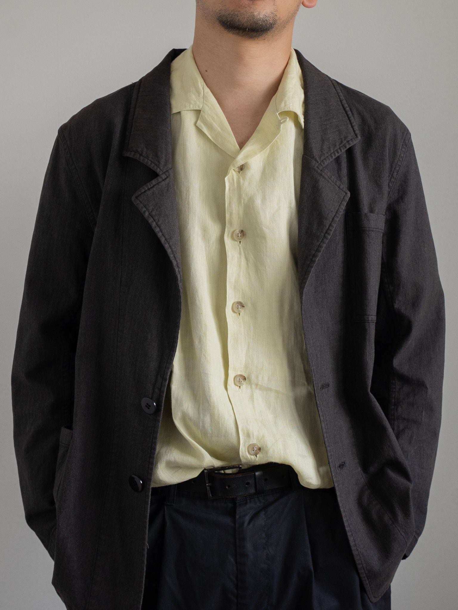 "KENZO" 1990s Open Collar Linen Short-sleeve Shirt